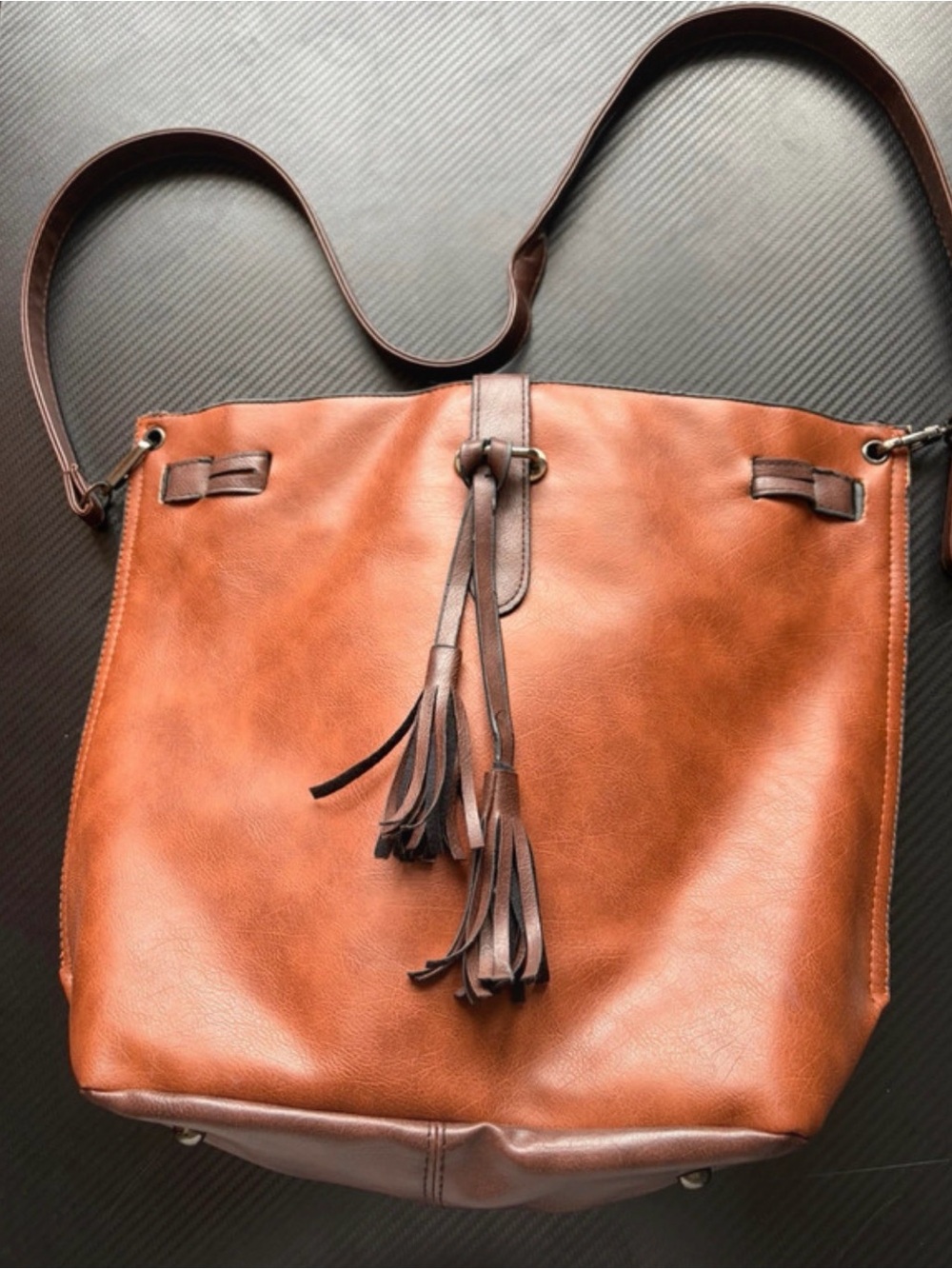 Women’s Brown Leather Tassel Shoulder Bag